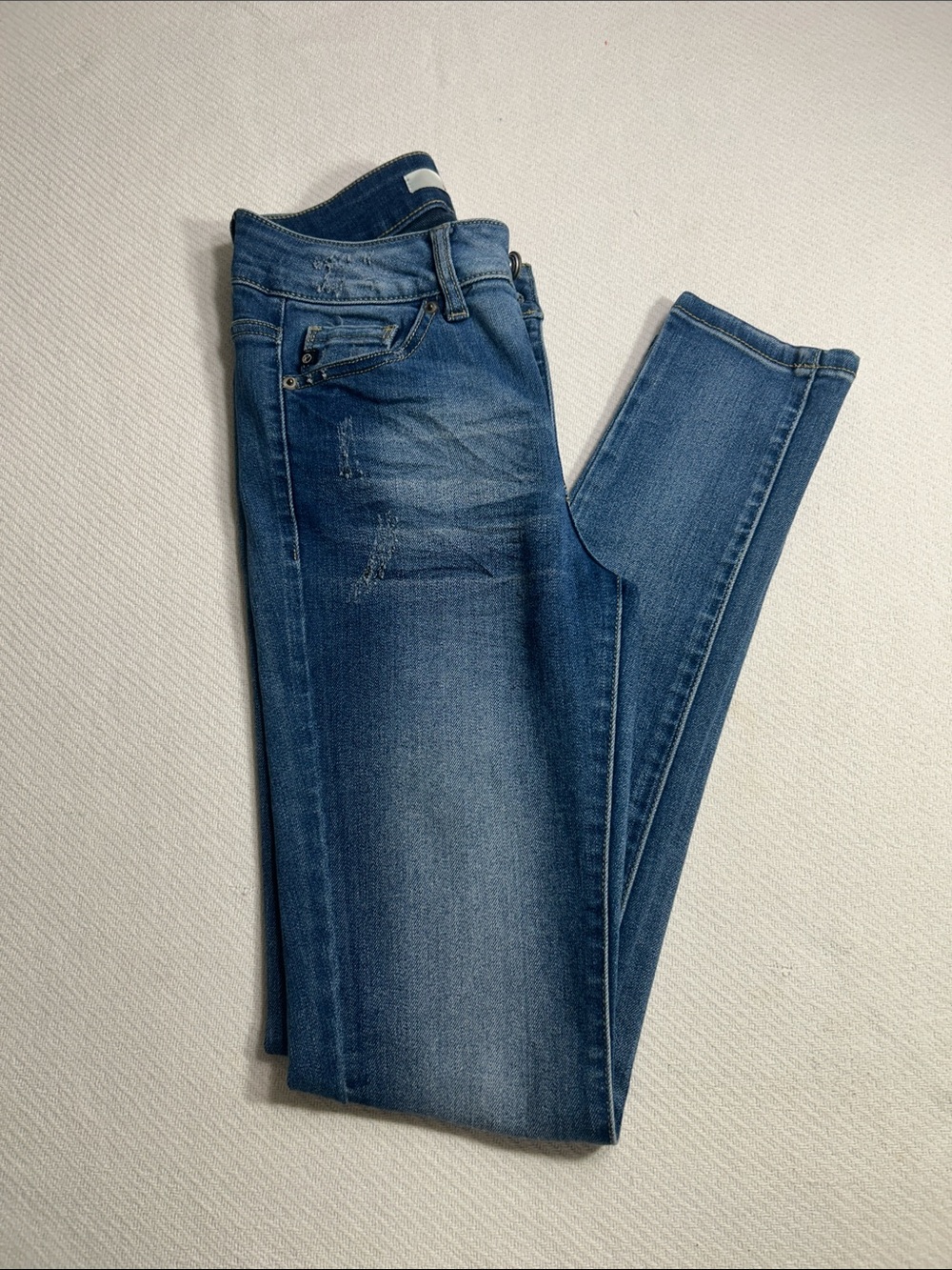 KanCan Medium Blue Skinny Jeans with Light Distress